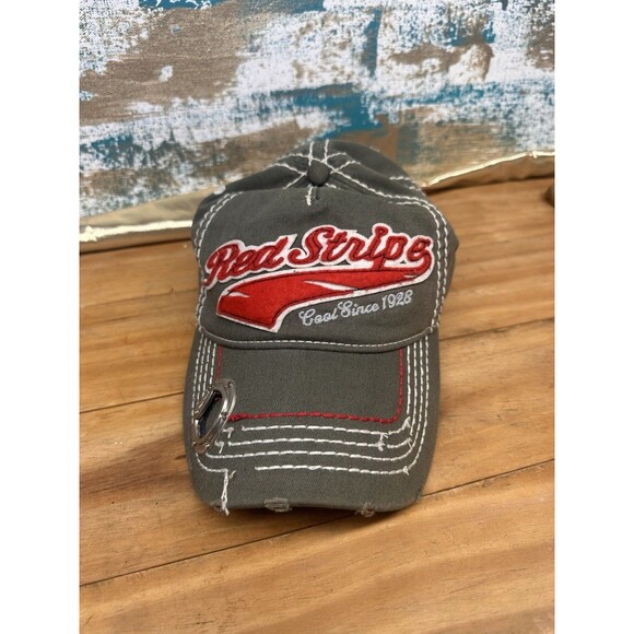 Red Stripe Clothing Cool Since 1928 Vtg Hat Cap Adjustable-With Bottle Opener - Picture 1 of 5